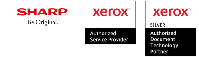 Loga firmowe partnerów. Xerox autoryzowany partner. Sharp autoryzowany partner